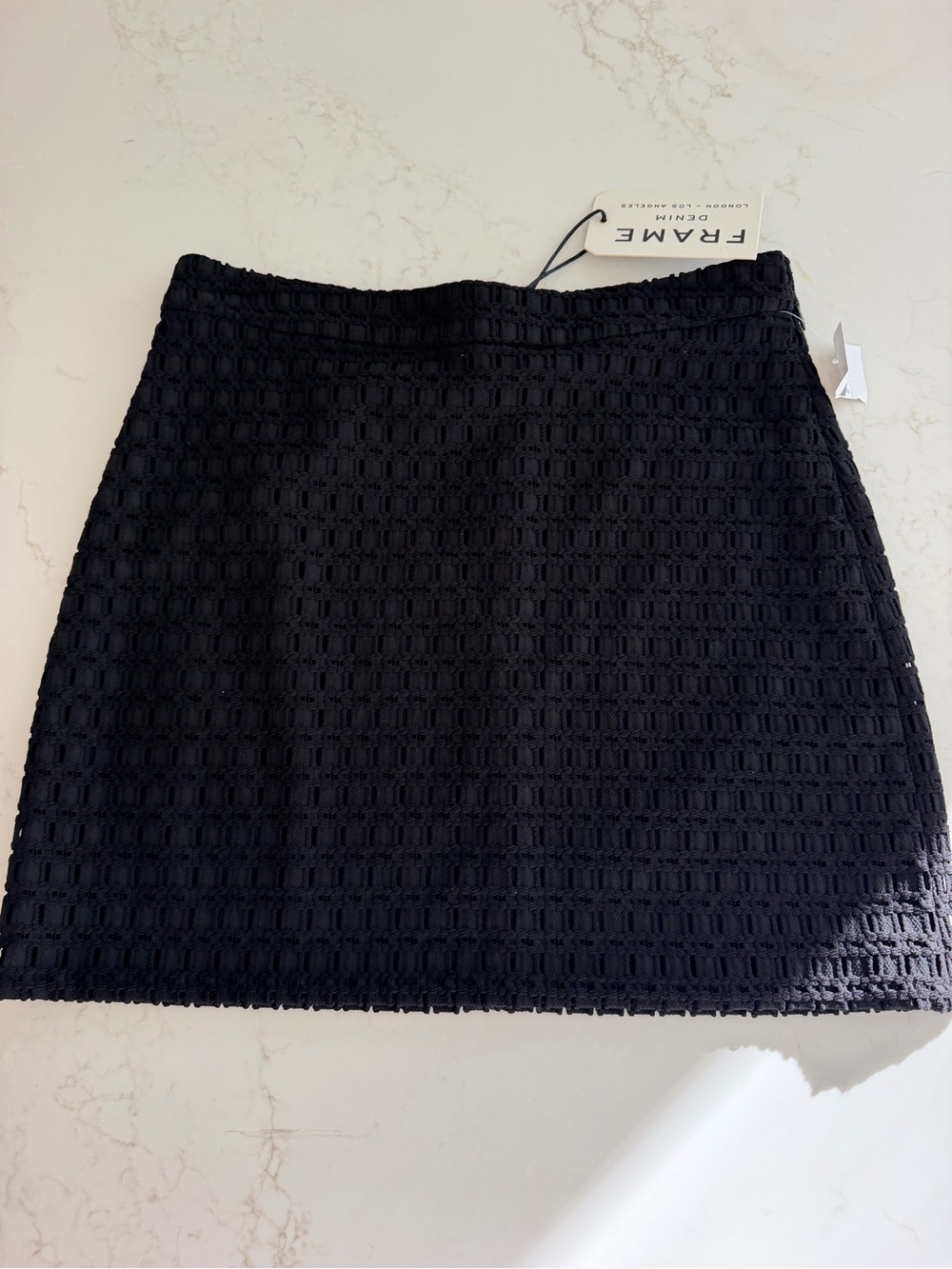 Frame Black Textured Crochet Mini Skirt